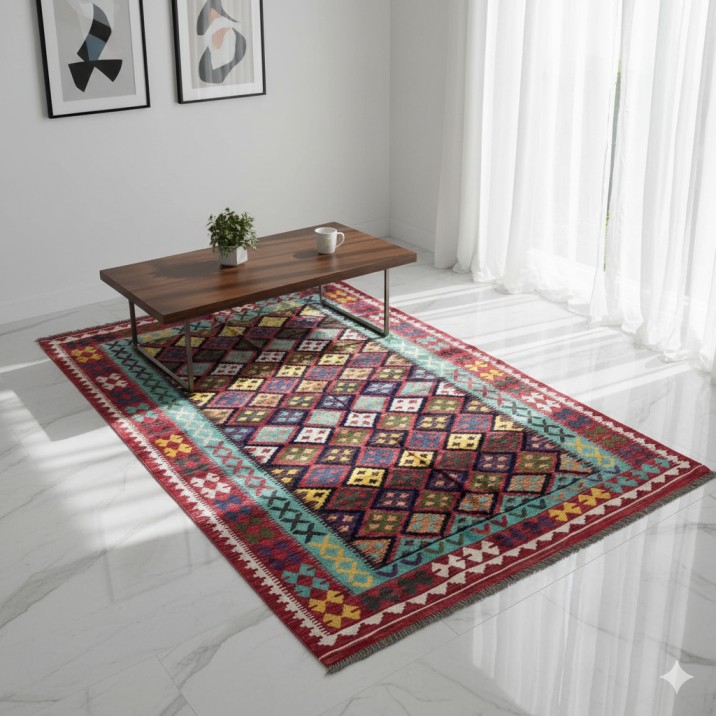 Handwoven Kilim Rug 6×8 ft | Traditional Wool Area Rug - Image 3