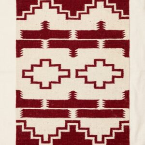 Navajo-Styled Handwoven Wool Rug — Red & Ivory Geometric - 2x3 ft