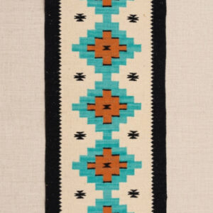 Navajo-Styled Handwoven Wool Runner 2x6 ft — Turquoise Diamond Chain