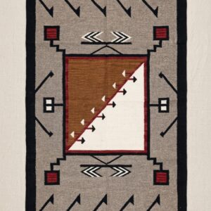 Navajo-Styled Handwoven Wool Rug 5x7 ft — Diagonal Panel with Arrow Border