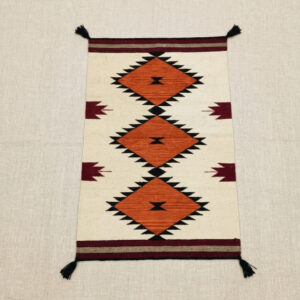 Navajo-Styled Handwoven Wool Rug 2.5x4 ft — Orange Diamond Chain