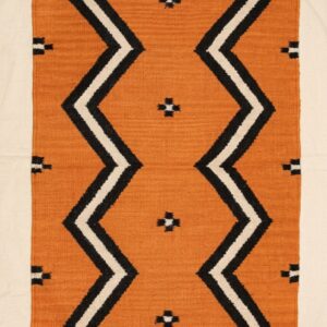 Navajo-Styled Handwoven Wool Rug 2x3 ft — Burnt Orange Zigzag