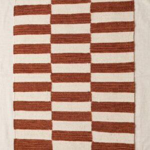 Navajo-Styled Handwoven Wool Rug — Rust & Cream - 2x3 ft