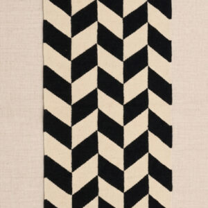 Navajo Handwoven Wool Runner 2.5x8 ft — Black & Ivory Herringbone