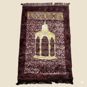 Durree Janamaz — Plum Velvet Prayer Mat, Gold Lantern Motif
